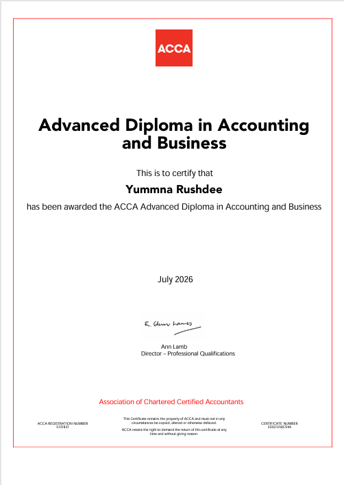 Advanced Diploma in Accounting and Business