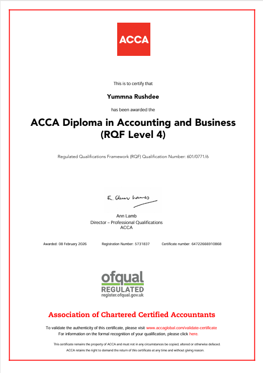 ACCA Diploma in Accounting and Business
