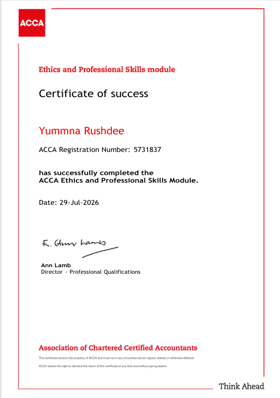 ACCA Ethics and Professional Skills Module