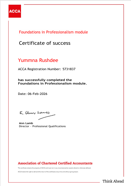 ACCA Foundations in Professionalism